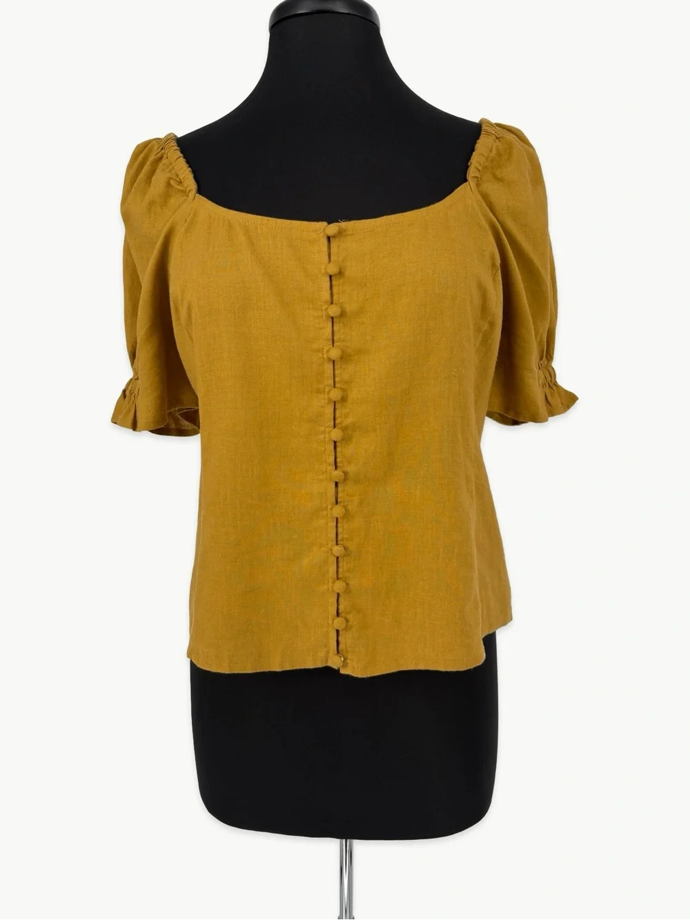 Madewell Button Front Smocked Back Blouse Size 6 Bronzed Lichen Hemp NWT Casual